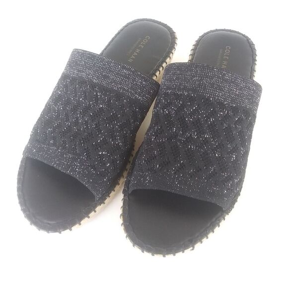 Cole Haan Espadrille Slide Sandals, Black, Women's Size 7.5 - Picture 2 of 12